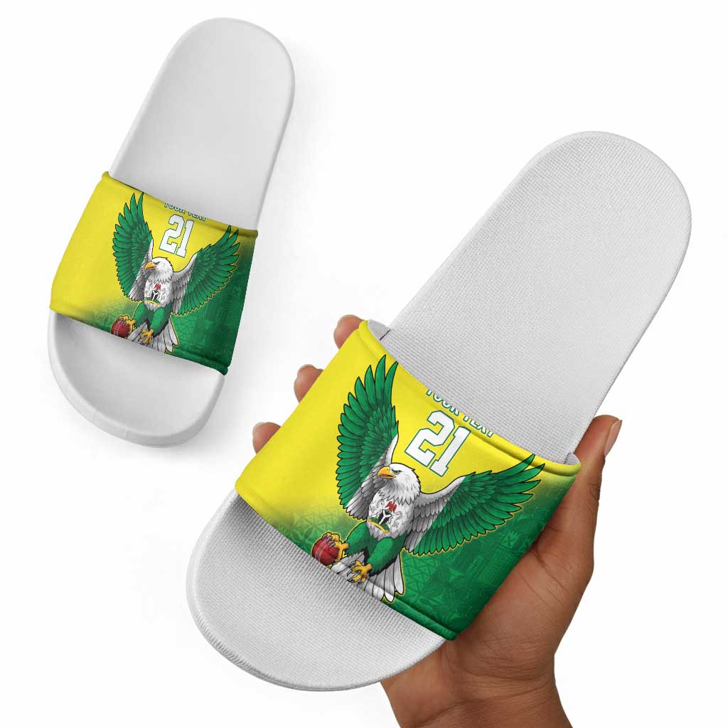 Custom Cricket African Nigeria Slide Sandals Najeriya Angry Eagle Flag Motif