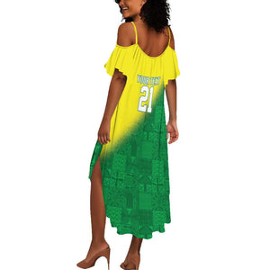 Custom Cricket African Nigeria Summer Maxi Dress Najeriya Angry Eagle Flag Motif - African Pride
