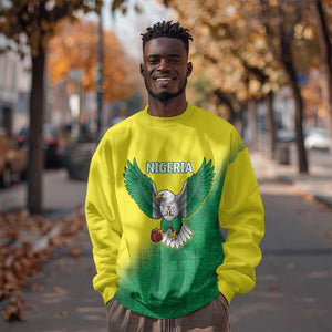 Custom Cricket African Nigeria Sweatshirt Najeriya Angry Eagle Flag Motif - African Pride