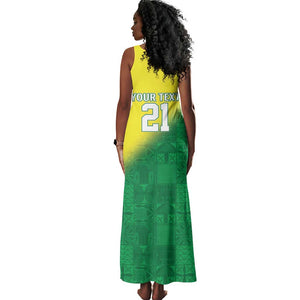 Custom Cricket African Nigeria Tank Maxi Dress Najeriya Angry Eagle Flag Motif - African Pride