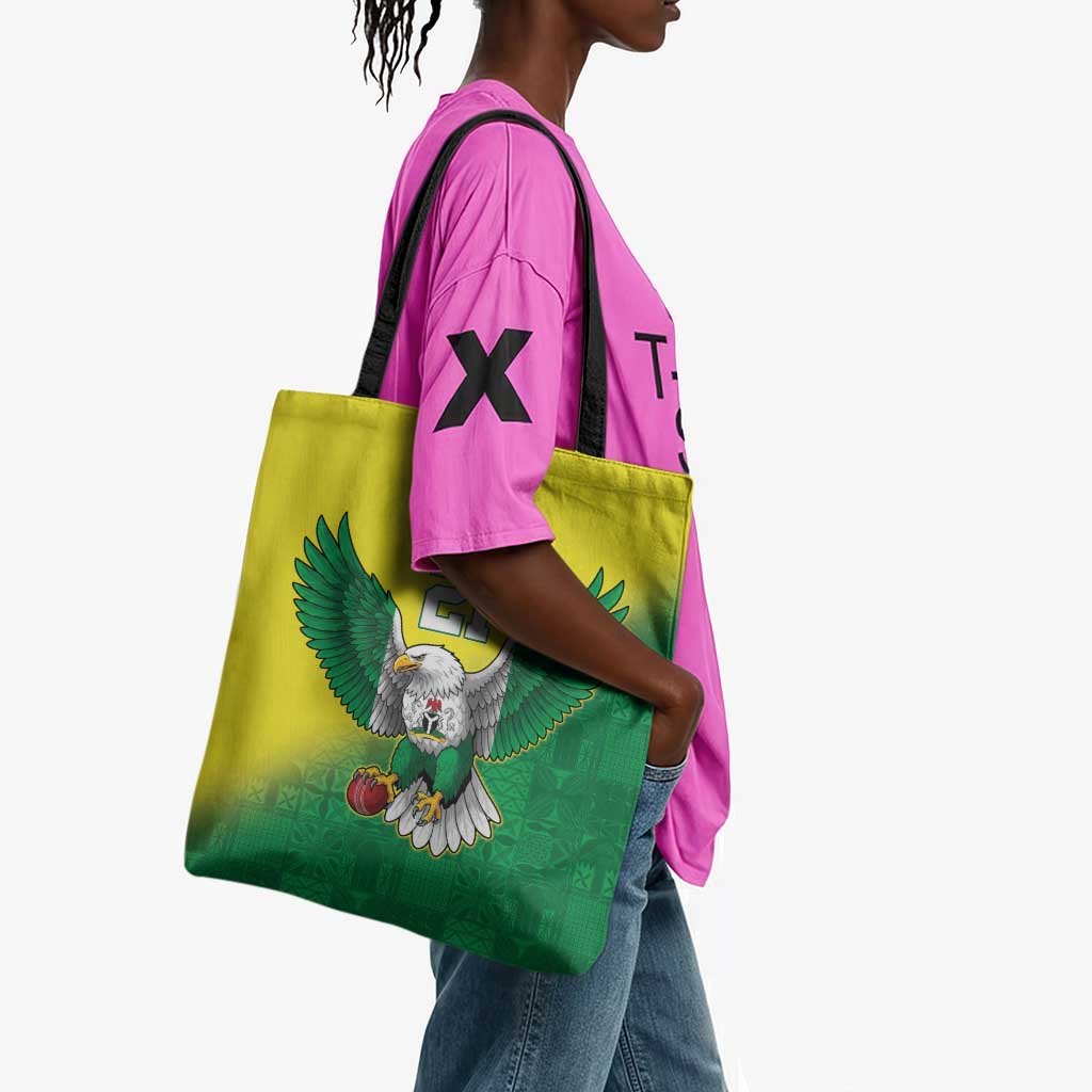 Custom Cricket African Nigeria Tote Bag Najeriya Angry Eagle Flag Motif