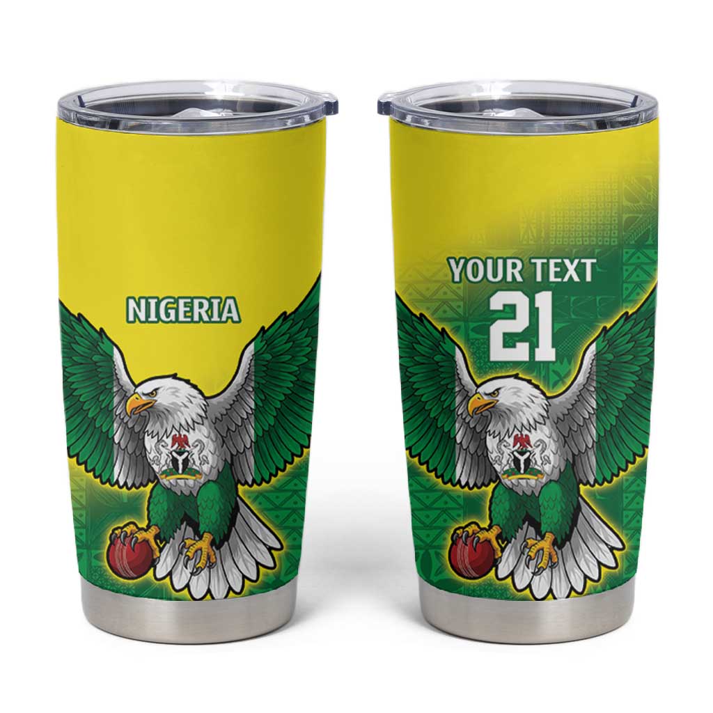 Custom Cricket African Nigeria Tumbler Cup Najeriya Angry Eagle Flag Motif - African Pride