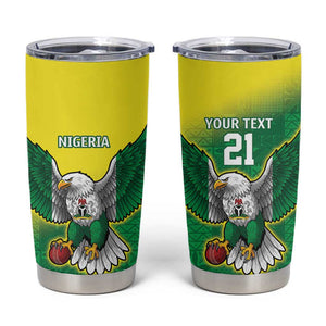 Custom Cricket African Nigeria Tumbler Cup Najeriya Angry Eagle Flag Motif - African Pride