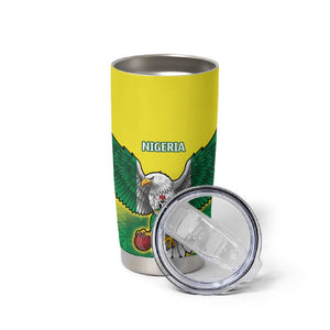 Custom Cricket African Nigeria Tumbler Cup Najeriya Angry Eagle Flag Motif - African Pride