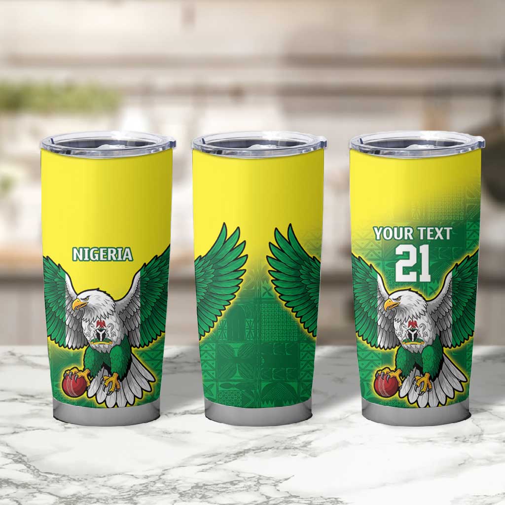 Custom Cricket African Nigeria Tumbler Cup Najeriya Angry Eagle Flag Motif - African Pride