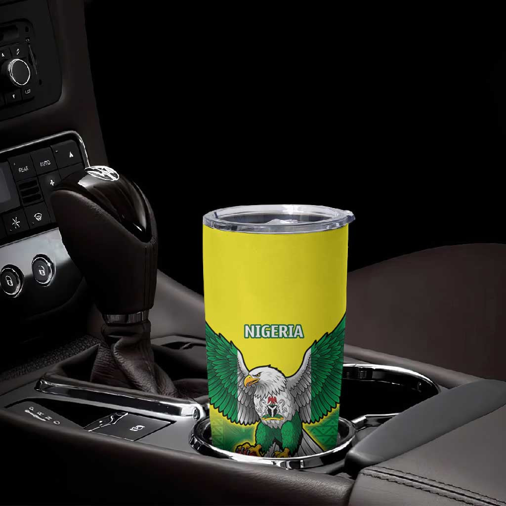 Custom Cricket African Nigeria Tumbler Cup Najeriya Angry Eagle Flag Motif - African Pride