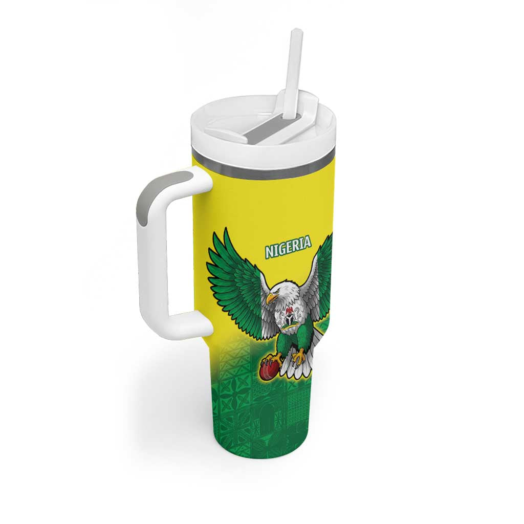 Custom Cricket African Nigeria Tumbler With Handle Najeriya Angry Eagle Flag Motif - African Pride
