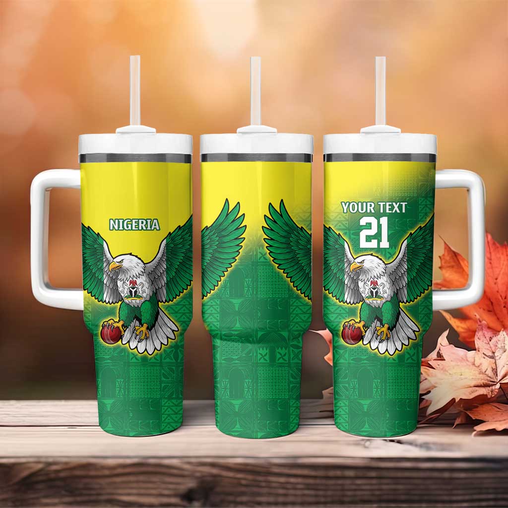 Custom Cricket African Nigeria Tumbler With Handle Najeriya Angry Eagle Flag Motif - African Pride