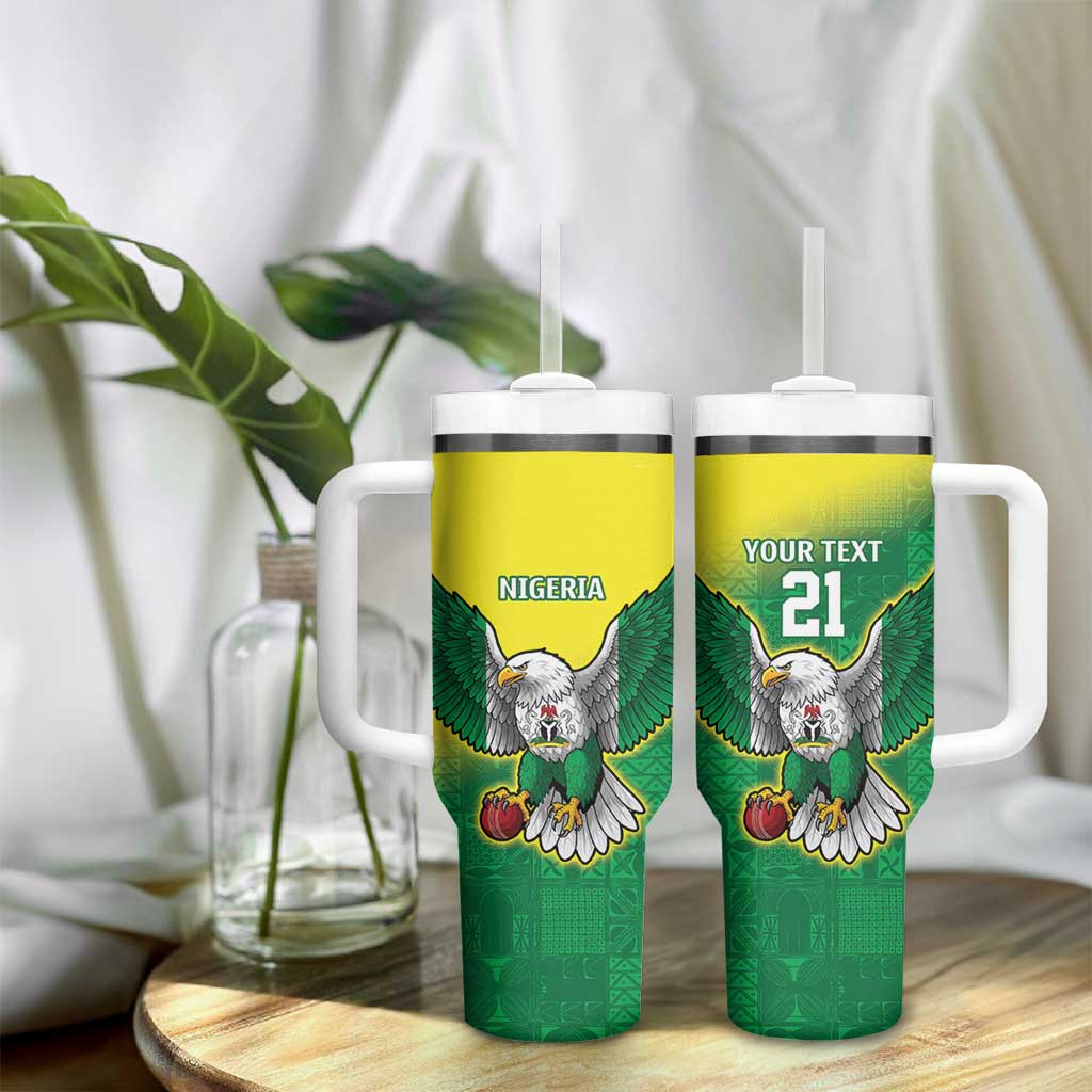 Custom Cricket African Nigeria Tumbler With Handle Najeriya Angry Eagle Flag Motif - African Pride