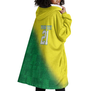 Custom Cricket African Nigeria Wearable Blanket Hoodie Najeriya Angry Eagle Flag Motif - African Pride