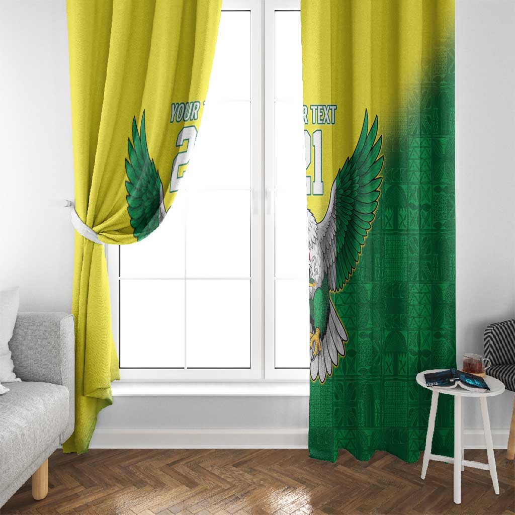 Custom Cricket African Nigeria Window Curtain Najeriya Angry Eagle Flag Motif - African Pride