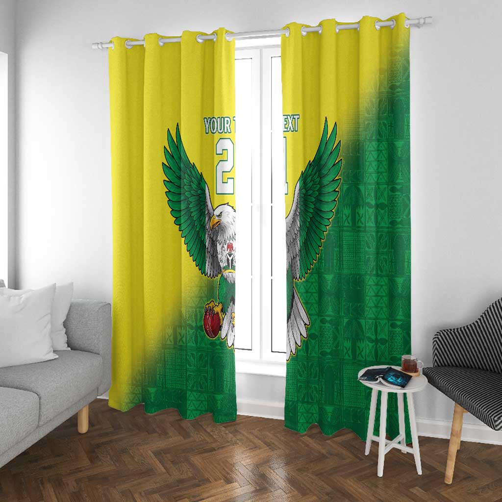 Custom Cricket African Nigeria Window Curtain Najeriya Angry Eagle Flag Motif - African Pride