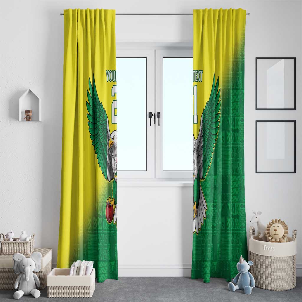 Custom Cricket African Nigeria Window Curtain Najeriya Angry Eagle Flag Motif - African Pride