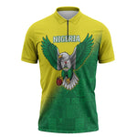 Custom Cricket African Nigeria Zipper Polo Shirt Najeriya Angry Eagle Flag Motif