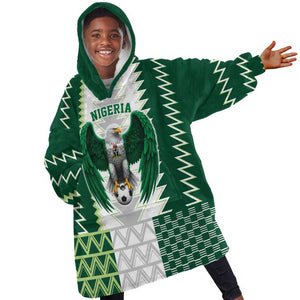 Custom Football African Nigeria Kid Wearable Blanket Hoodie Classic 20-21 Home Jersey - African Pride