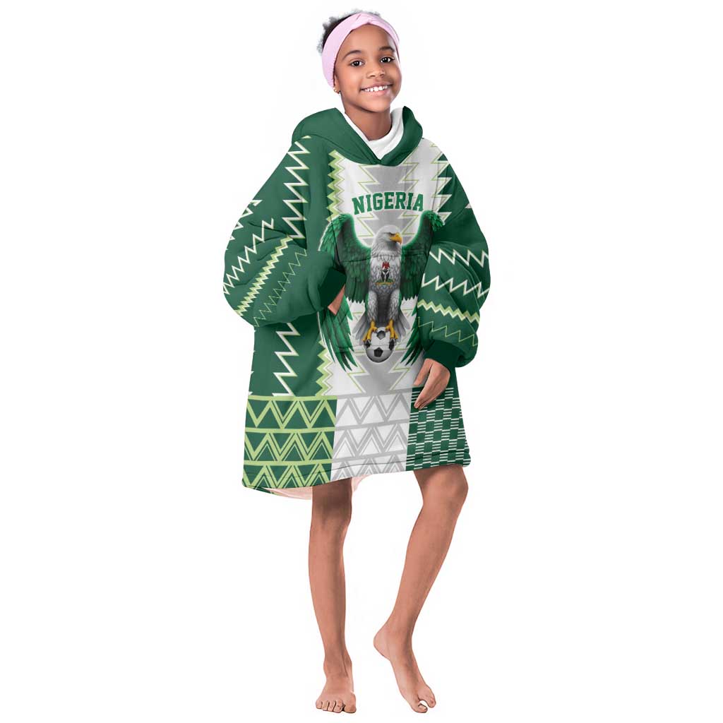 Custom Football African Nigeria Kid Wearable Blanket Hoodie Classic 20-21 Home Jersey - African Pride