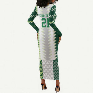 Custom Football African Nigeria Long Sleeve Bodycon Dress Classic 20-21 Home Jersey - African Pride