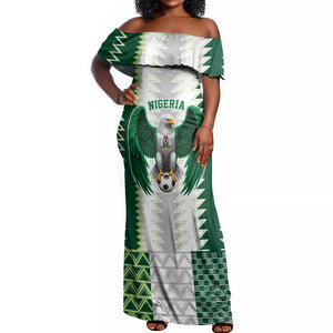 Custom Football African Nigeria Off Shoulder Maxi Dress Classic 20-21 Home Jersey - African Pride