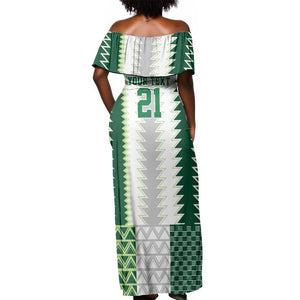 Custom Football African Nigeria Off Shoulder Maxi Dress Classic 20-21 Home Jersey - African Pride
