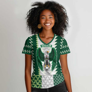 Custom Football African Nigeria Women V-Neck T-Shirt Classic 20-21 Home Jersey - African Pride