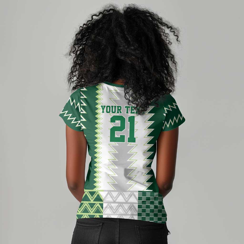 Custom Football African Nigeria Women V-Neck T-Shirt Classic 20-21 Home Jersey - African Pride