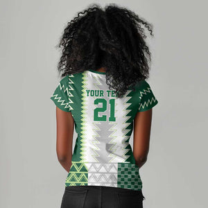 Custom Football African Nigeria Women V-Neck T-Shirt Classic 20-21 Home Jersey - African Pride