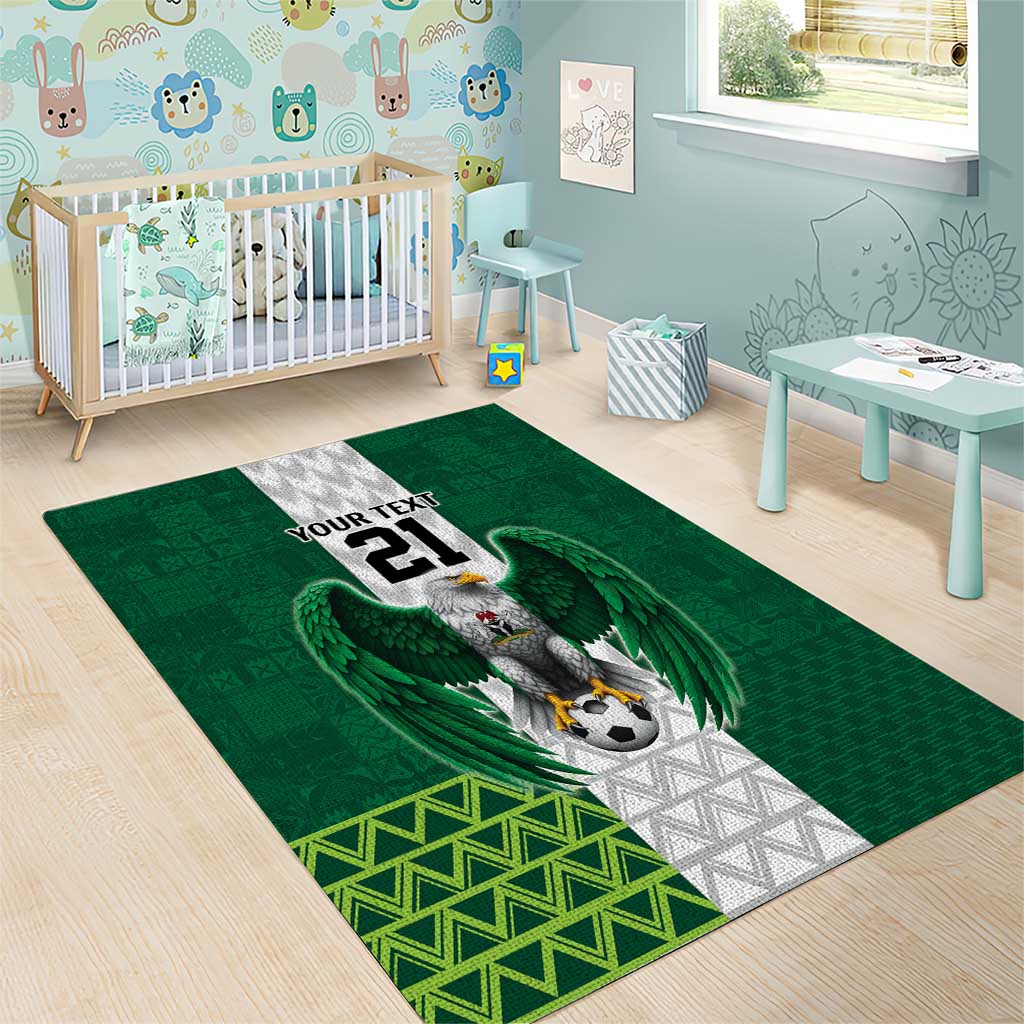 Custom Football African Nigeria Area Rug Retro Nigeria 20-21 Eagle Flag Motif - African Pride
