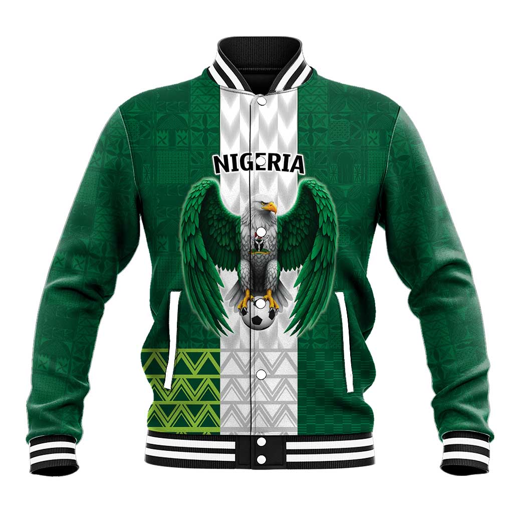 Custom Football African Nigeria Baseball Jacket Retro Nigeria 20-21 Eagle Flag Motif - African Pride
