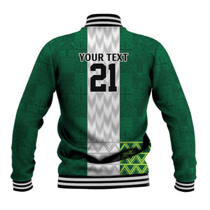Custom Football African Nigeria Baseball Jacket Retro Nigeria 20-21 Eagle Flag Motif - African Pride