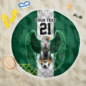 Custom Football African Nigeria Beach Blanket Retro Nigeria 20-21 Eagle Flag Motif - African Pride