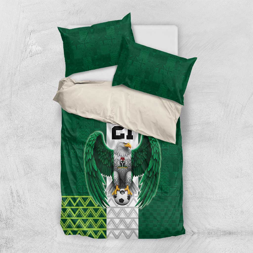 Custom Football African Nigeria Bedding Set Retro Nigeria 20-21 Eagle Flag Motif - African Pride