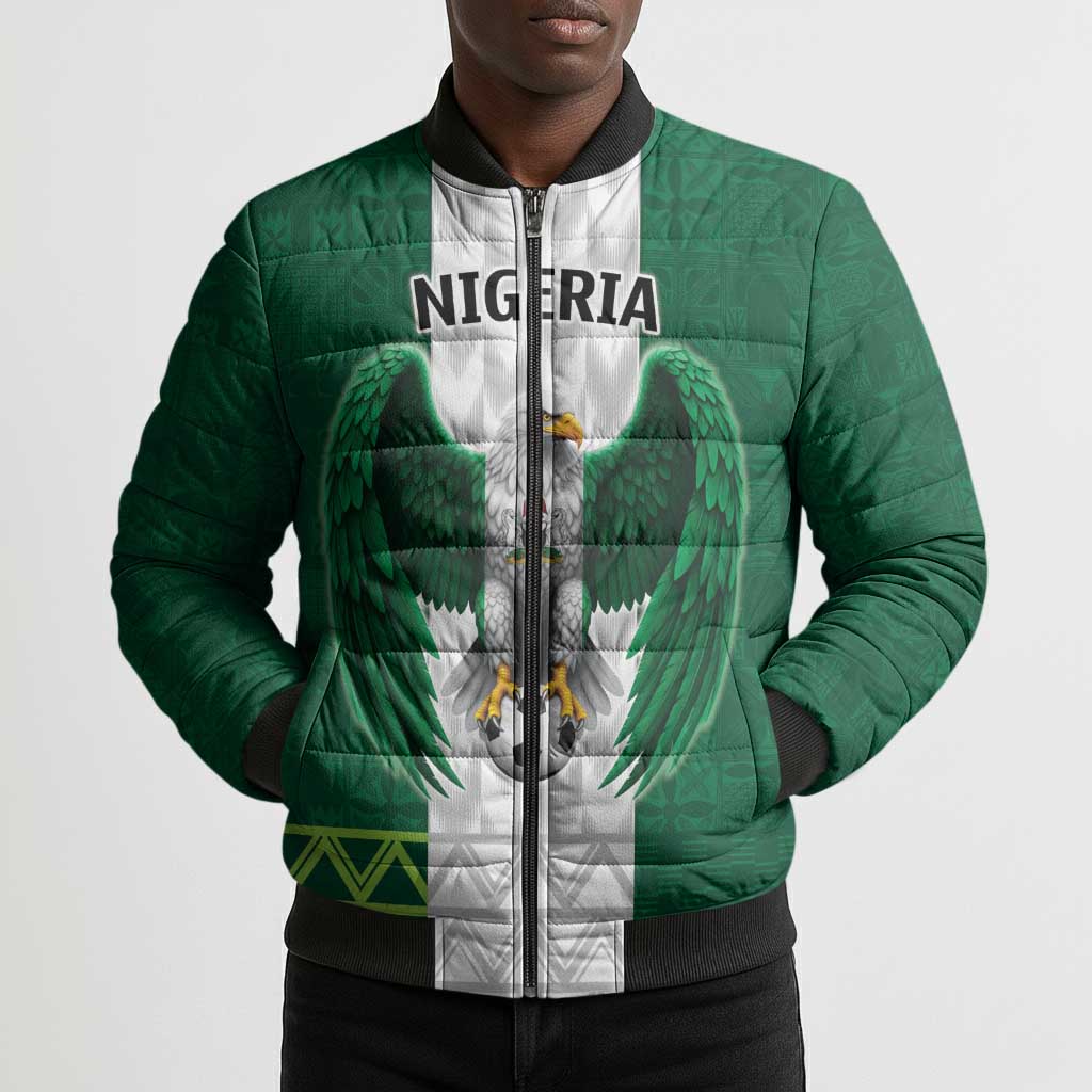 Custom Football African Nigeria Bomber Puffer Jacket Retro Nigeria 20-21 Eagle Flag Motif