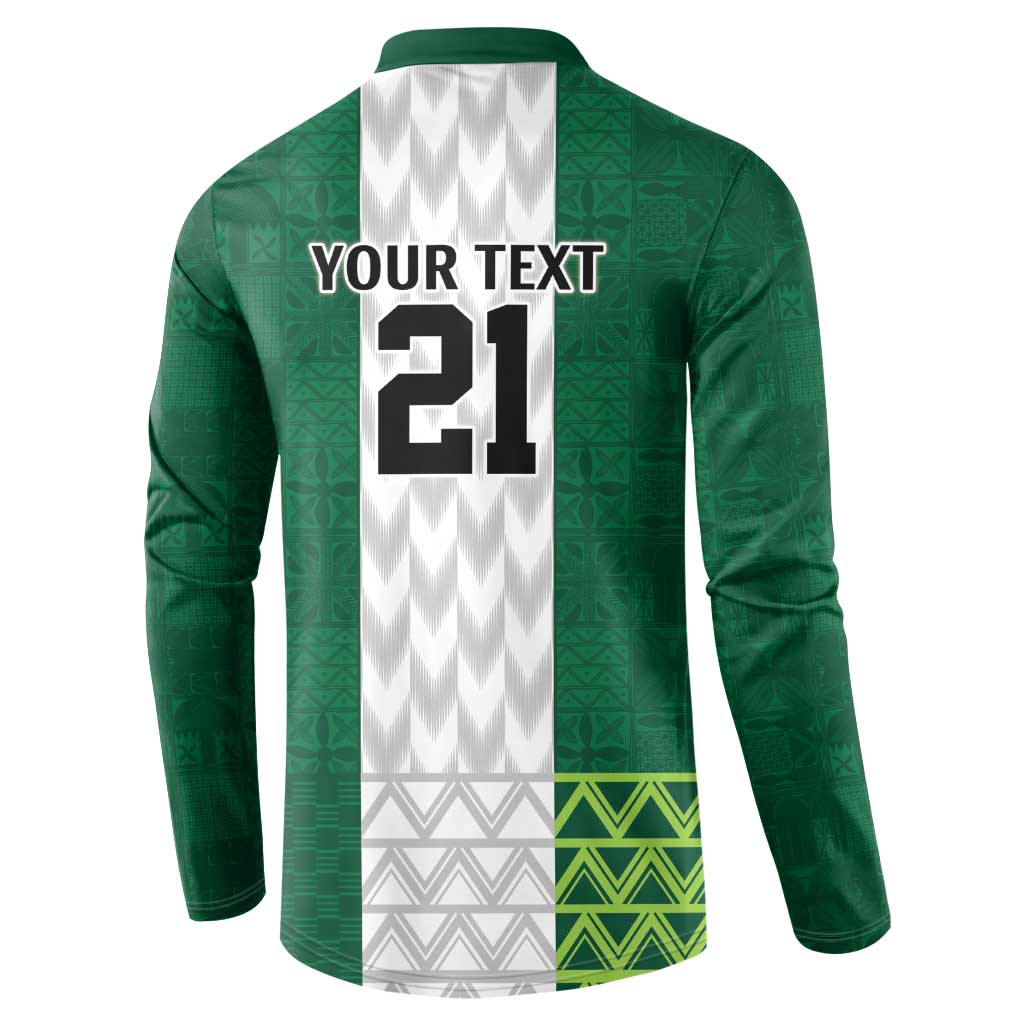 Custom Football African Nigeria Button Sweatshirt Retro Nigeria 20-21 Eagle Flag Motif
