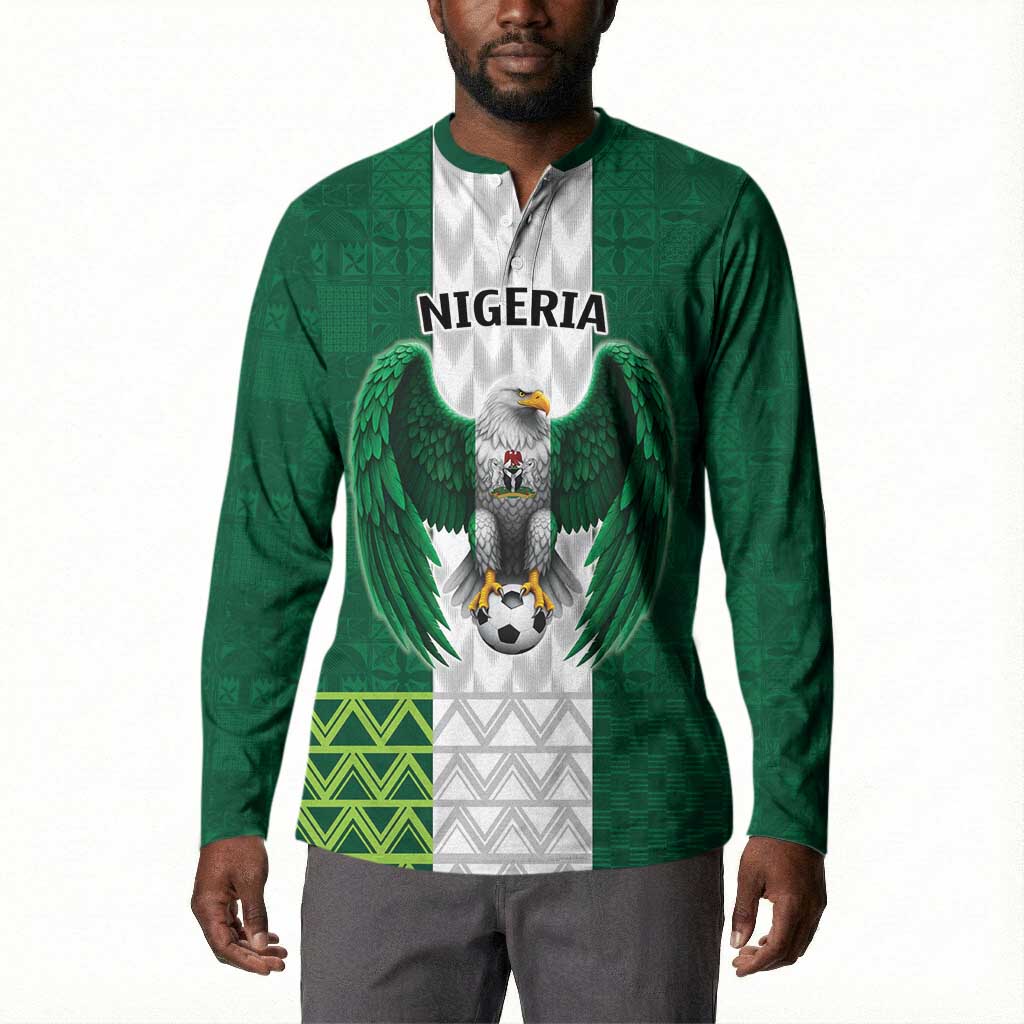 Custom Football African Nigeria Button Sweatshirt Retro Nigeria 20-21 Eagle Flag Motif