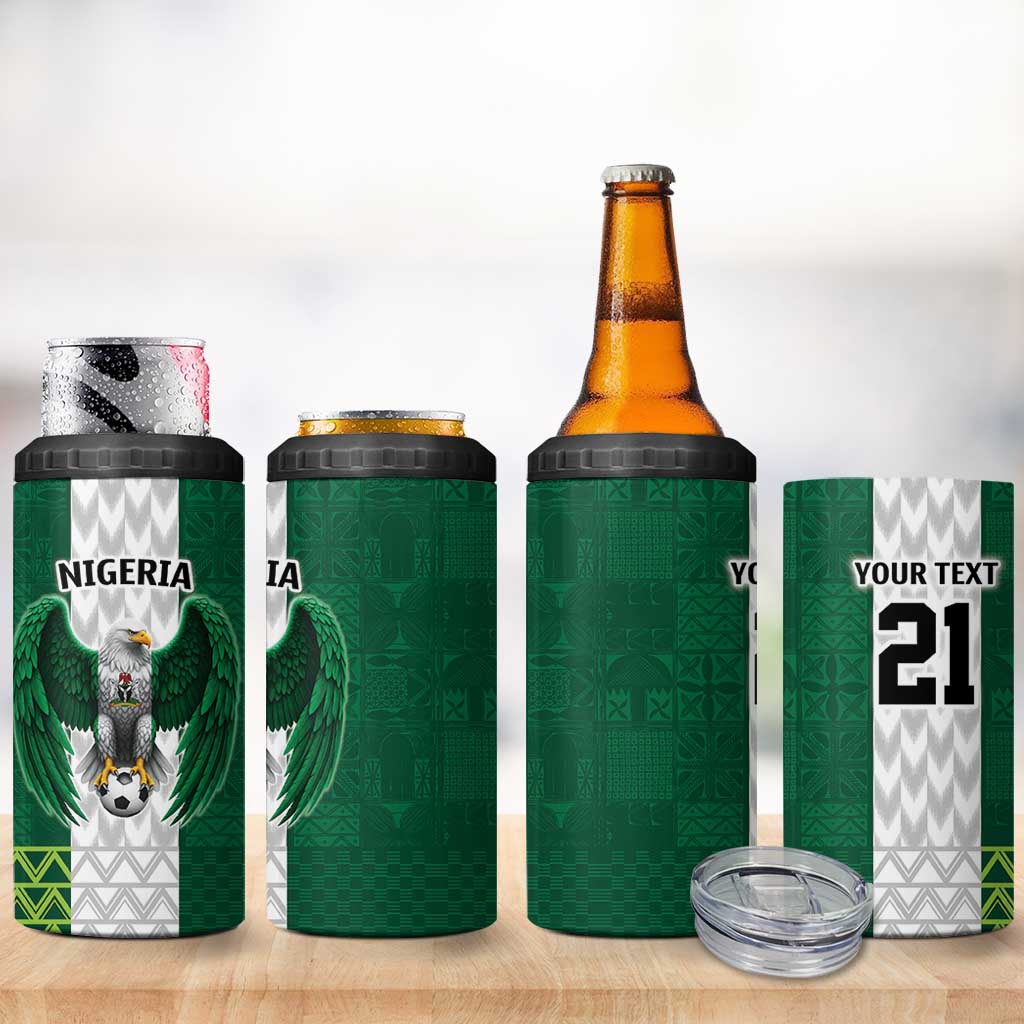 Custom Football African Nigeria 4 in 1 Can Cooler Tumbler Retro Nigeria 20-21 Eagle Flag Motif - African Pride
