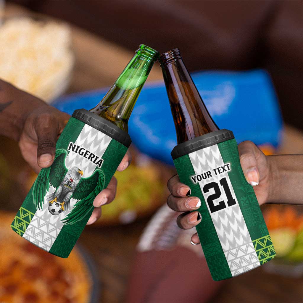Custom Football African Nigeria 4 in 1 Can Cooler Tumbler Retro Nigeria 20-21 Eagle Flag Motif - African Pride