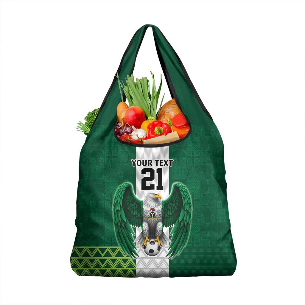 Custom Football African Nigeria Grocery Bag Retro Nigeria 20-21 Eagle Flag Motif - African Pride