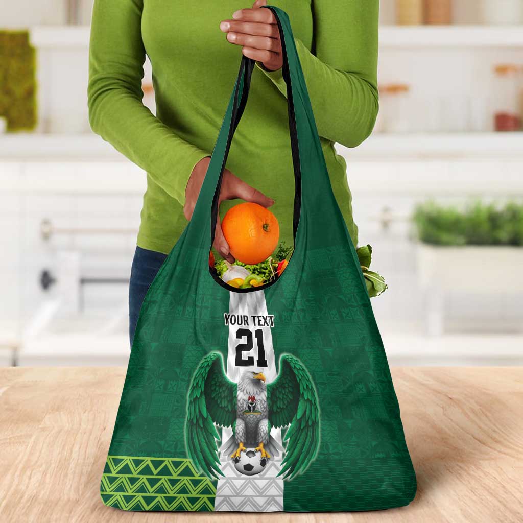 Custom Football African Nigeria Grocery Bag Retro Nigeria 20-21 Eagle Flag Motif - African Pride