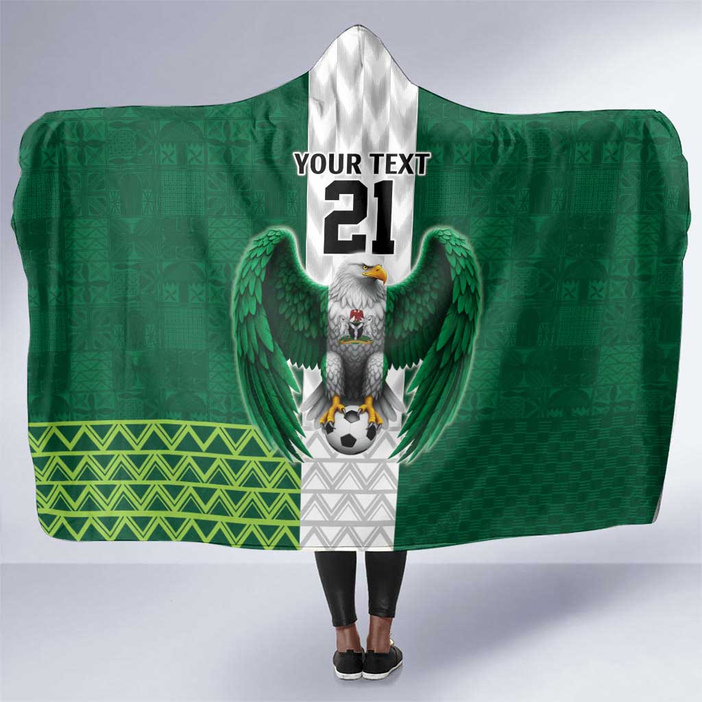 Custom Football African Nigeria Hooded Blanket Retro Nigeria 20-21 Eagle Flag Motif - African Pride