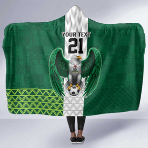 Custom Football African Nigeria Hooded Blanket Retro Nigeria 20-21 Eagle Flag Motif - African Pride