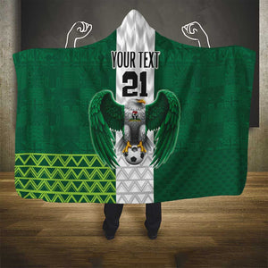 Custom Football African Nigeria Hooded Blanket Retro Nigeria 20-21 Eagle Flag Motif - African Pride