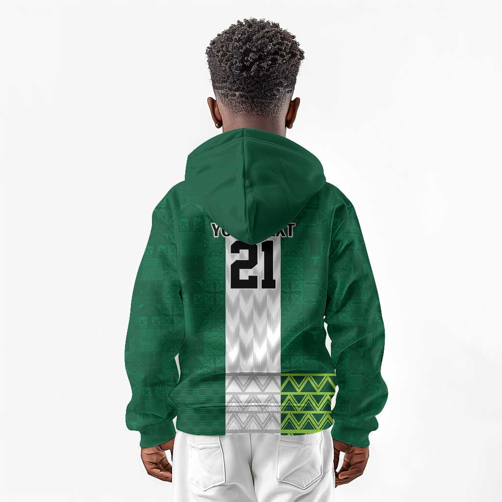 Custom Football African Nigeria Kid Hoodie Retro Nigeria 20-21 Eagle Flag Motif - African Pride