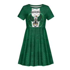 Custom Football African Nigeria Kid Short Sleeve Dress Retro Nigeria 20-21 Eagle Flag Motif - African Pride