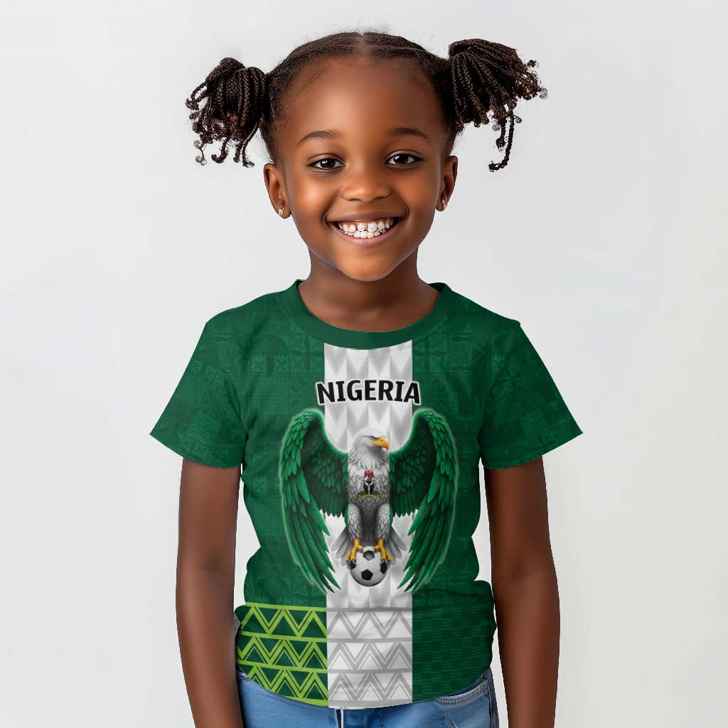 Custom Football African Nigeria Kid T shirt Retro Nigeria 20-21 Eagle Flag Motif - African Pride
