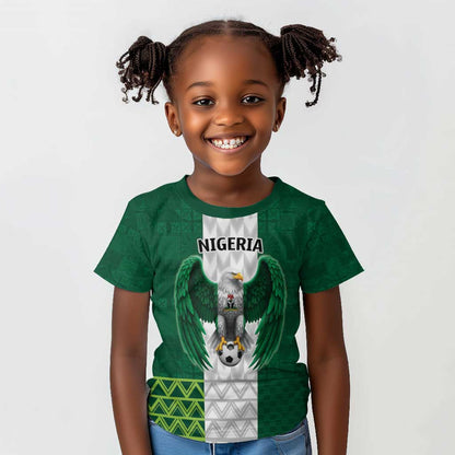 Custom Football African Nigeria Kid T shirt Retro Nigeria 20-21 Eagle Flag Motif - African Pride