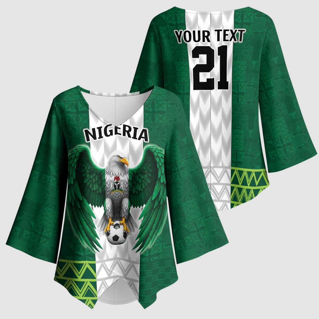 Custom Football African Nigeria Kimono Sleeve Blouse Retro Nigeria 20-21 Eagle Flag Motif