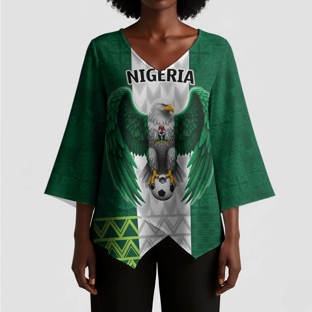 Custom Football African Nigeria Kimono Sleeve Blouse Retro Nigeria 20-21 Eagle Flag Motif