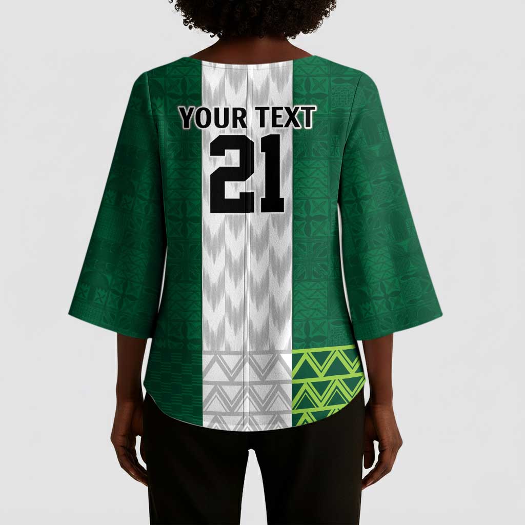 Custom Football African Nigeria Kimono Sleeve Blouse Retro Nigeria 20-21 Eagle Flag Motif