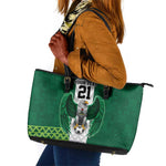 Custom Football African Nigeria Leather Tote Bag Retro Nigeria 20-21 Eagle Flag Motif - African Pride