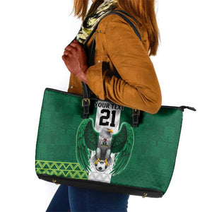 Custom Football African Nigeria Leather Tote Bag Retro Nigeria 20-21 Eagle Flag Motif - African Pride